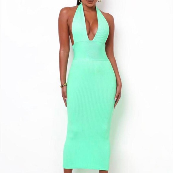 Dresses Mint Green Ribbed Halter Dress Poshmark